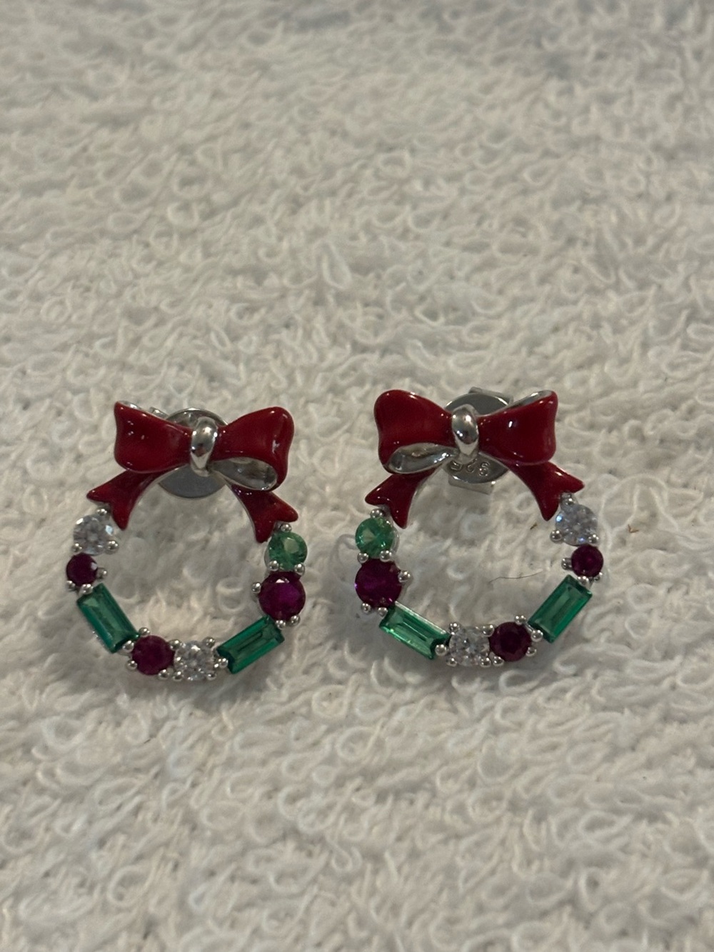 925 Christmas Wreath Earrings